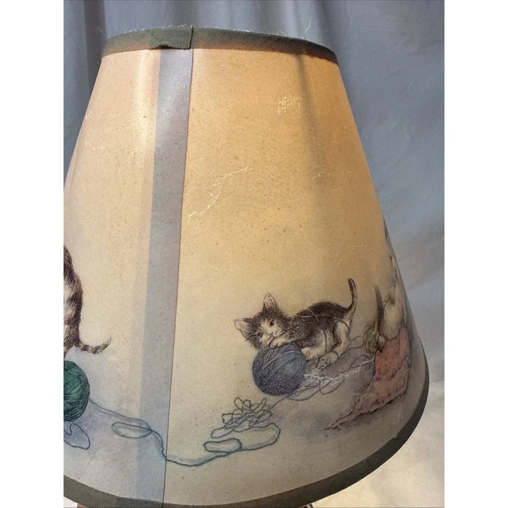 Vintage Cat Lady Table Lamp Chair Cats Kittens Yarn Comfy Chair Resin Grannycore